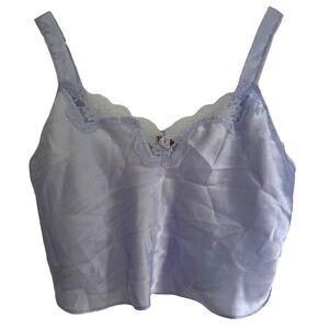 Vintage Sleep Solutions Purple Satin Camisole With Rose And Lace crop top